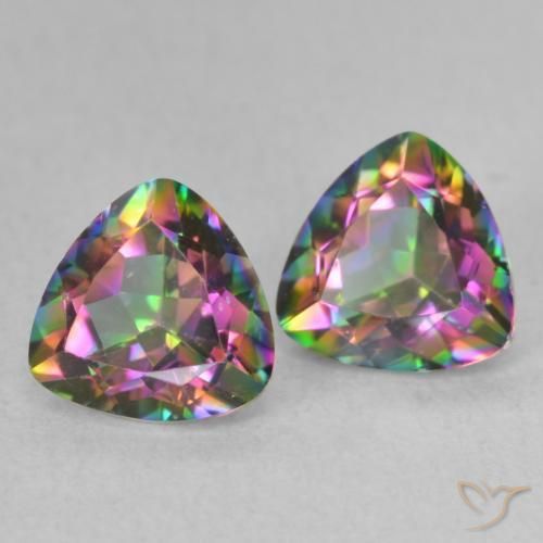 Pedras preciosas de Quartzo Místico Multicolorido natural de 1.47 ct, Trilhão, VVS-VS