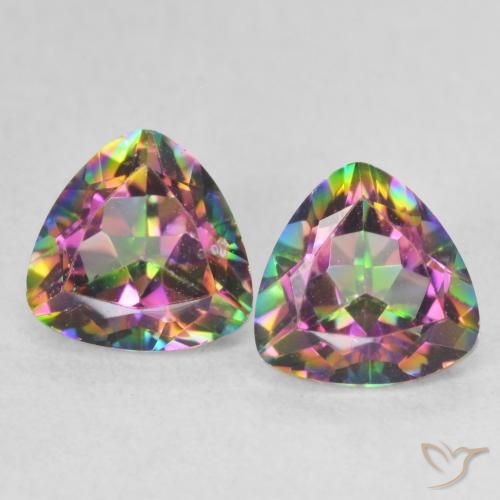 1.52ctw Natural Multicolorido Quartzo Místico, Trilhão, VVS-VS