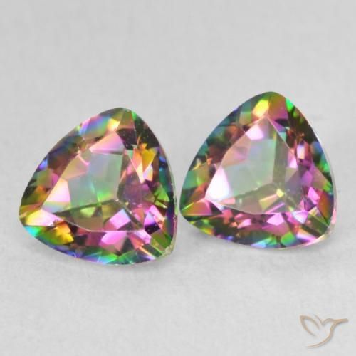 Pedras preciosas de Quartzo Místico Multicolorido natural de 1.52 ct, Trilhão, VVS-VS