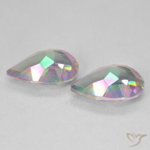 Pedras preciosas de Quartzo Místico Multicolorido natural de 5.87 ct, Formato de pêra, VVS-VS