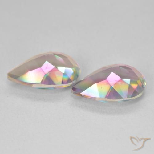 Pedras preciosas de Quartzo Místico Multicolorido natural de 5.93 ct, Formato de pêra, VVS-VS