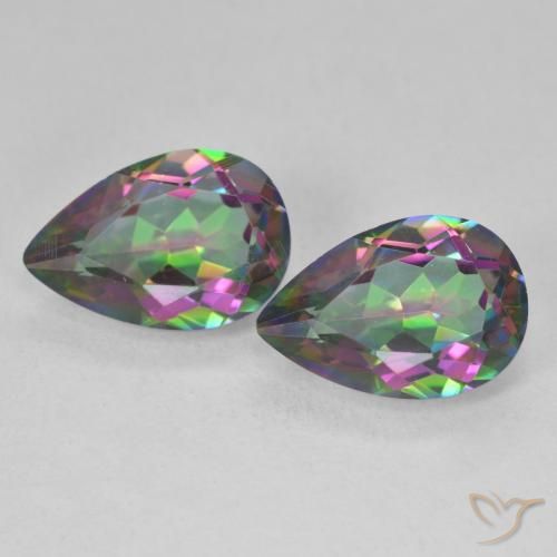 5.81ctw Natural Multicolorido Quartzo Místico, Formato de pêra, VVS-VS