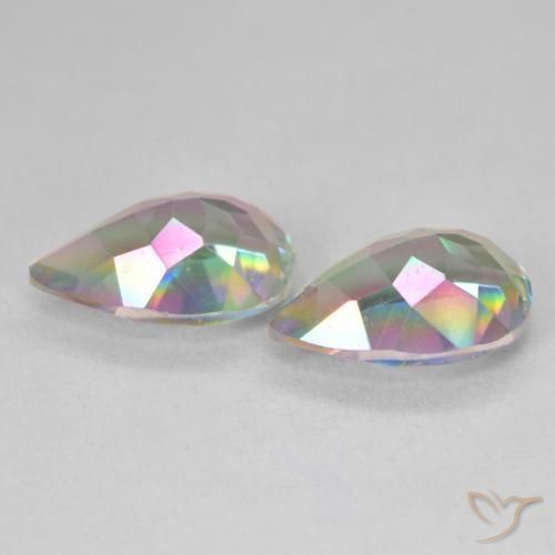 Pedras preciosas de Quartzo Místico Multicolorido natural de 5.81 ct, Formato de pêra, VVS-VS