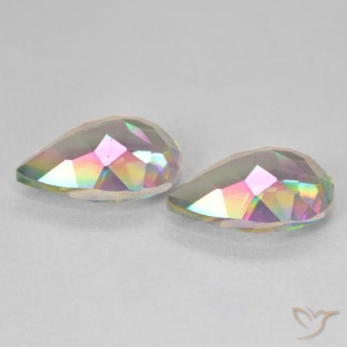 Pedras preciosas de Quartzo Místico Multicolorido natural de 6.09 ct, Formato de pêra, VVS