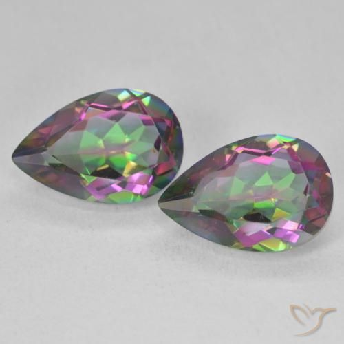 5.95ctw Natural Multicolorido Quartzo Místico, Formato de pêra, VVS