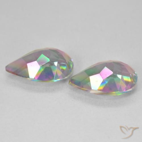 Pedras preciosas de Quartzo Místico Multicolorido natural de 5.79 ct, Formato de pêra, VVS-VS