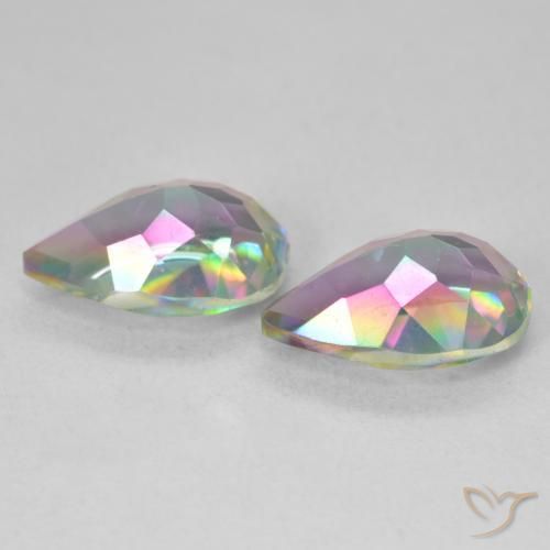 Pedras preciosas de Quartzo Místico Multicolorido natural de 6.02 ct, Formato de pêra, VVS-VS