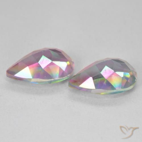 Pedras preciosas de Quartzo Místico Multicolorido natural de 6.03 ct, Formato de pêra, VVS-VS