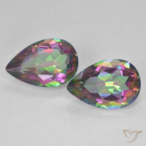 5.73ctw Natural Multicolorido Quartzo Místico, Formato de pêra, VVS-VS