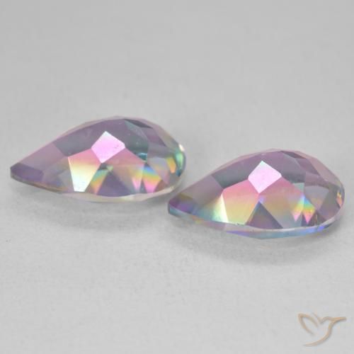 Pedras preciosas de Quartzo Místico Multicolorido natural de 5.73 ct, Formato de pêra, VVS-VS