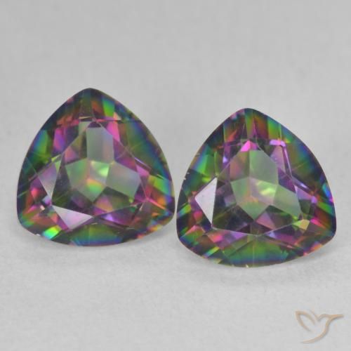 2.24ctw Natural Multicolorido Quartzo Místico, Trilhão, VVS