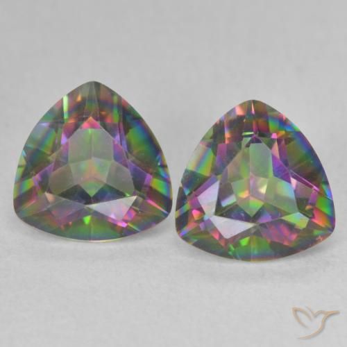 2.26ctw Natural Multicolorido Quartzo Místico, Trilhão, VVS