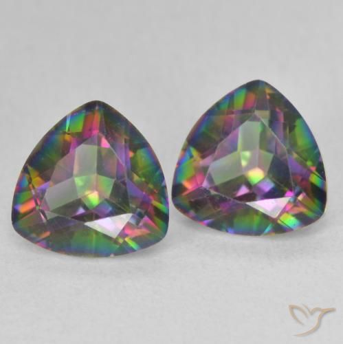 Pedras preciosas de Quartzo Místico Multicolorido natural de 2.29 ct, Trilhão, VVS