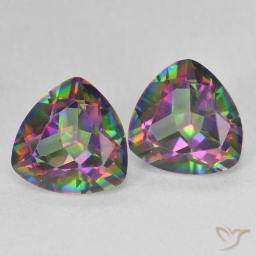Pedras preciosas de Quartzo Místico Multicolorido natural de 2.21 ct, Trilhão, VVS