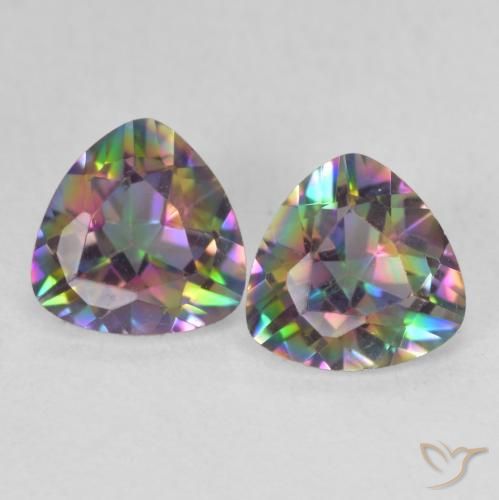 Pedras preciosas de Quartzo Místico Multicolorido natural de 1.35 ct, Trilhão, VVS