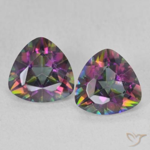 1.35ctw Natural Multicolorido Quartzo Místico, Trilhão, VVS