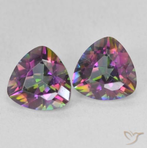 Pedras preciosas de Quartzo Místico Multicolorido natural de 1.35 ct, Trilhão, VVS
