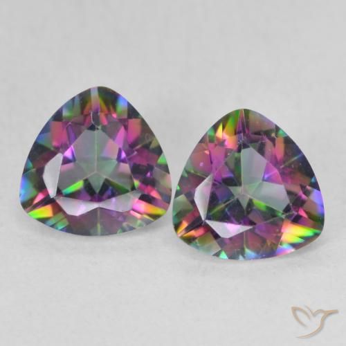 1.37ctw Natural Multicolorido Quartzo Místico, Trilhão, VVS