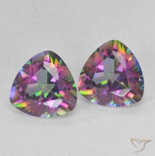 Pedras preciosas de Quartzo Místico Multicolorido natural de 1.37 ct, Trilhão, VVS