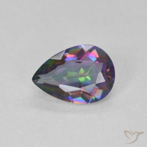 0.61ct Natural Multicolorido Quartzo Místico, Formato de pêra, VVS-VS