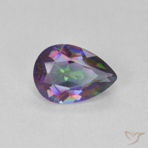 Quartzo Místico Multicolorido Natural 0.61ct, Formato de pêra, VVS-VS