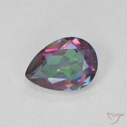 0.65ct Natural Multicolorido Quartzo Místico, Formato de pêra, VVS-VS