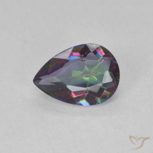 0.66ct Natural Multicolorido Quartzo Místico, Formato de pêra, VVS-VS