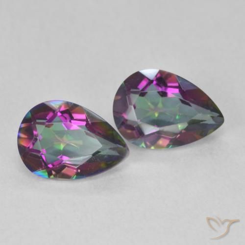 Pedras preciosas de Quartzo Místico Multicolorido natural de 1.26 ct, Formato de pêra, VS