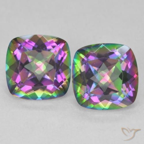 2.80ctw Natural Multicolorido Quartzo Místico, Almofada, VVS