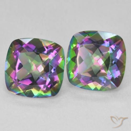 Pedras preciosas de Quartzo Místico Multicolorido natural de 2.80 ct, Almofada, VVS