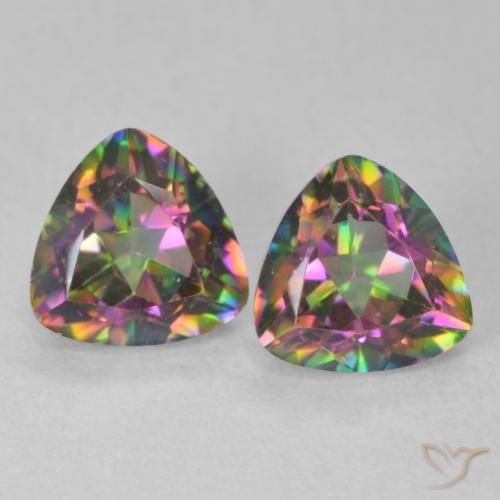 1.44ctw Natural Multicolorido Quartzo Místico, Trilhão, VVS