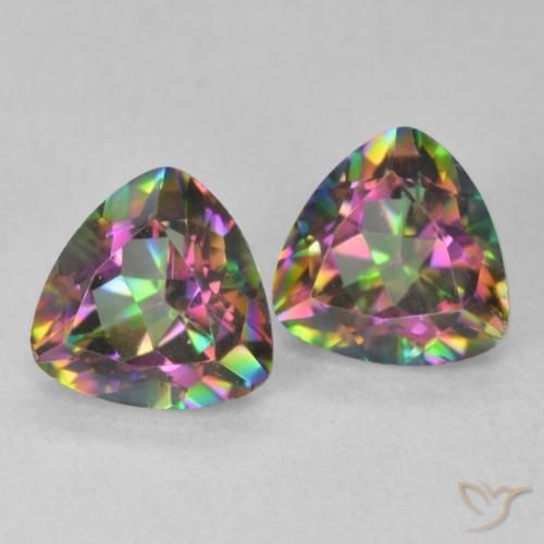 Pedras preciosas de Quartzo Místico Multicolorido natural de 1.44 ct, Trilhão, VVS