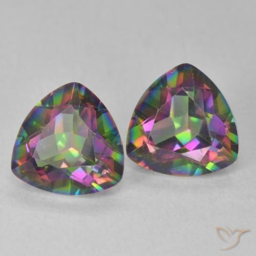 Pedras preciosas de Quartzo Místico Multicolorido natural de 2.29 ct, Trilhão, VVS