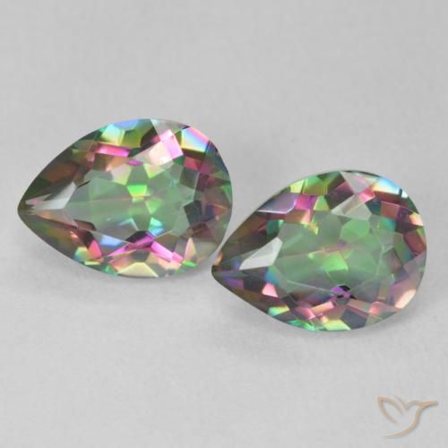 Pedras preciosas de Quartzo Místico Multicolorido natural de 2.16 ct, Formato de pêra, VVS