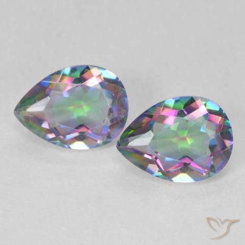 2.19ctw Natural Multicolorido Quartzo Místico, Formato de pêra, VVS