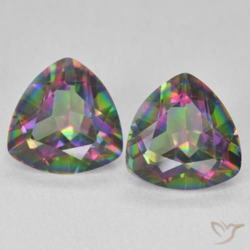 2.27ctw Natural Multicolorido Quartzo Místico, Trilhão, VVS