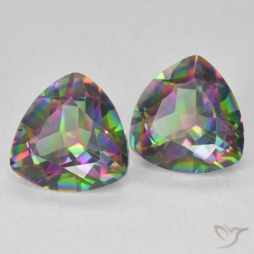 Pedras preciosas de Quartzo Místico Multicolorido natural de 2.27 ct, Trilhão, VVS