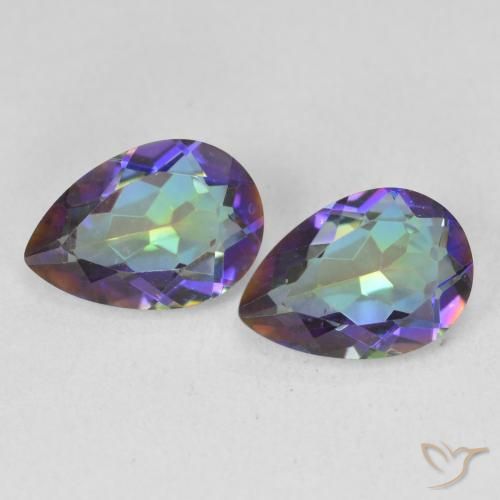 3.42ctw Natural Multicolorido Quartzo Místico, Formato de pêra, VVS-VS