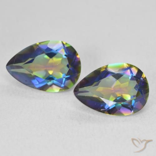 3.72ctw Natural Multicolorido Quartzo Místico, Formato de pêra, VVS-VS