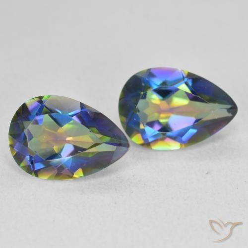 Pedras preciosas de Quartzo Místico Multicolorido natural de 3.72 ct, Formato de pêra, VVS-VS