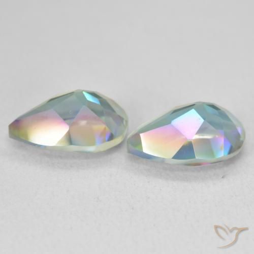 Pedras preciosas de Quartzo Místico Multicolorido natural de 3.72 ct, Formato de pêra, VVS-VS