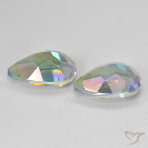 Pedras preciosas de Quartzo Místico Multicolorido natural de 3.76 ct, Formato de pêra, VVS-VS