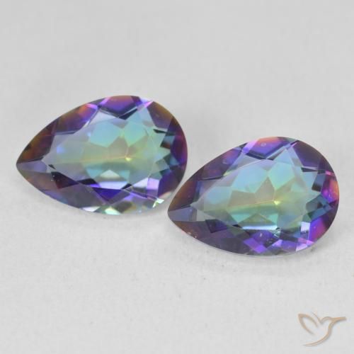 3.43ctw Natural Multicolorido Quartzo Místico, Formato de pêra, VVS-VS