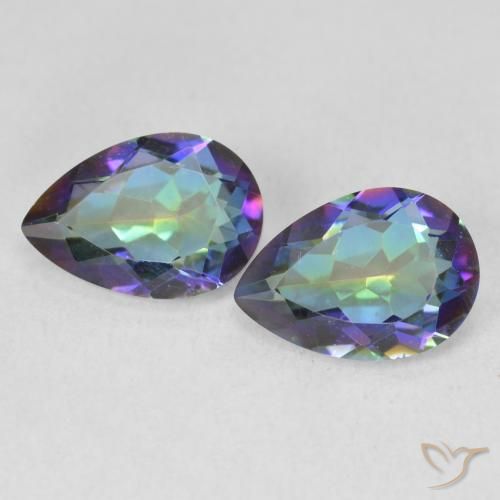 3.42ctw Natural Multicolorido Quartzo Místico, Formato de pêra, VVS-VS