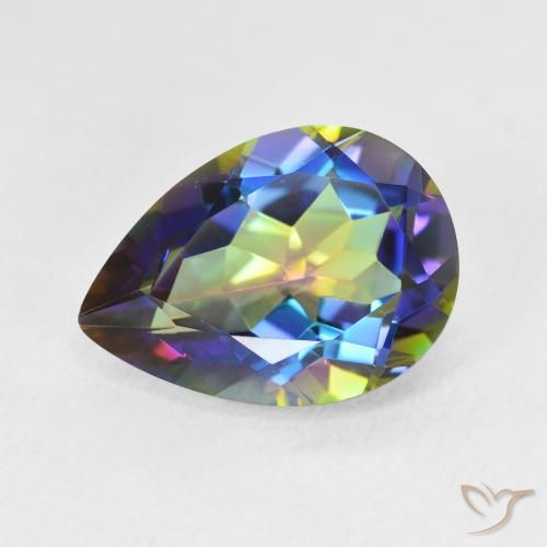 4.91ct Natural Multicolorido Quartzo Místico, Formato de pêra, VVS