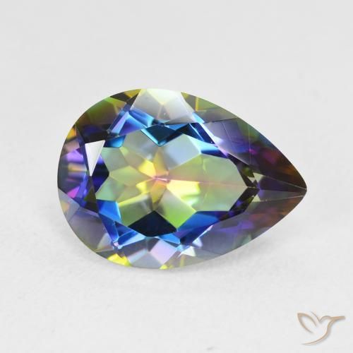 Quartzo Místico Multicolorido Natural 4.91ct, Formato de pêra, VVS