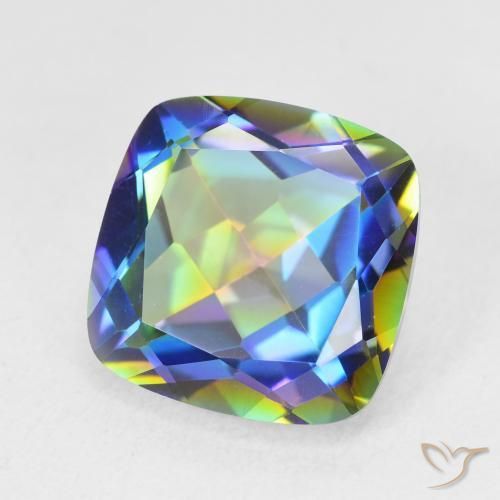 Quartzo Místico Multicolorido Natural 6.64ct, Almofada, VVS