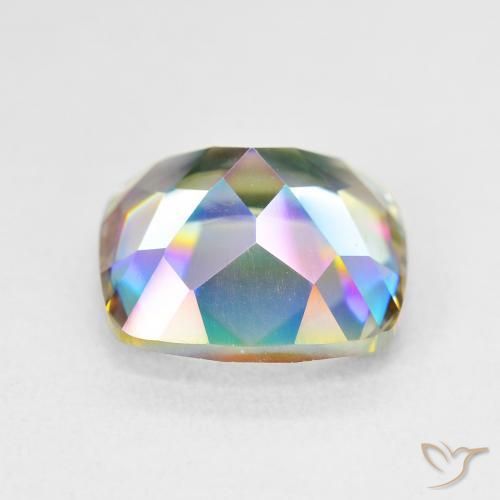 Quartzo Místico Multicolorido Natural 6.64ct, Almofada, VVS