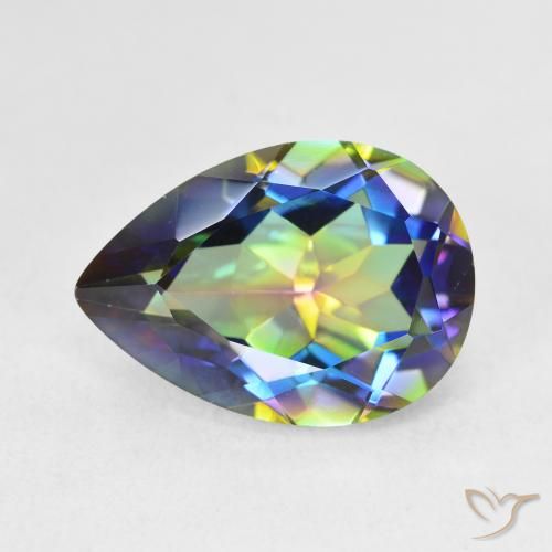 5.12ct Natural Multicolorido Quartzo Místico, Formato de pêra, VVS