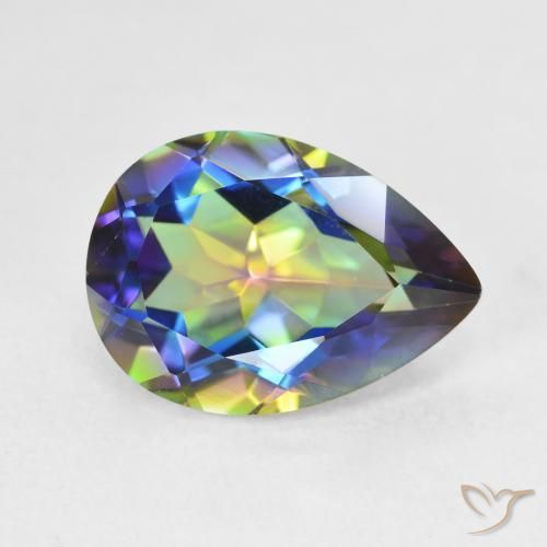 Quartzo Místico Multicolorido Natural 5.12ct, Formato de pêra, VVS